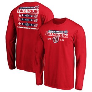 Amazing Washington Nationals Majestic 2019 World Series Champions Milestone Schedule Long Sleeve T Shirt Red