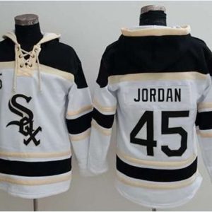 Amazing White Sox #45 Michael Jordan White Sawyer Hooded Sweatshirt MLB Hoodie