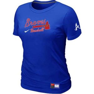 Amazing Women's Atlanta Braves Nike Short Sleeve Practice MLB T Shirt Blue