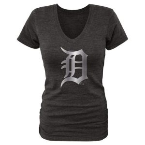 Amazing Women's Detroit Tigers Fanatics Apparel Platinum Collection V Neck Tri Blend T Shirt Black
