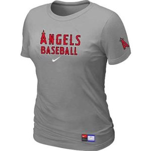 Amazing Women's Los Angeles Angels Nike Short Sleeve Practice MLB T Shirt Light Grey