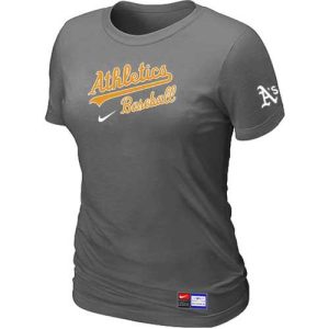 Amazing Women's Oakland Athletics Nike Short Sleeve Practice MLB T Shirt Crow Grey