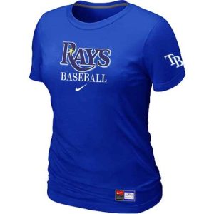Amazing Women's Tampa Bay Rays Nike Short Sleeve Practice MLB T Shirt Blue