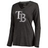 Amazing Women's Tampa Bay Rays Platinum Collection Long Sleeve V Neck Tri Blend T Shirt Black