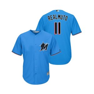 Amazing marlins #11 J.T. Realmuto Blue Alternate 2019 Cool Base Stitched MLB Jersey