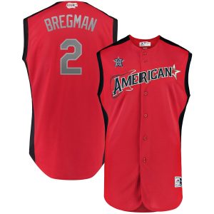 Delightful American League #2 Alex Bregman Majestic 2019 MLB All Star Game Workout Player Jersey Red