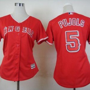 Delightful Angels #5 Albert Pujols Red Alternate Women's Stitched MLB Jersey Collectors this is a must have Add it to your collection by ordering