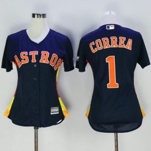 Delightful Astros #1 Carlos Correa Navy Blue Alternate Women's Stitched MLB Jersey Retailers boost your inventory Order now to meet customer demand