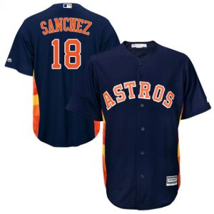 Delightful Astros #18 Aaron Sanchez Navy Blue New Cool Base Stitched MLB Jersey