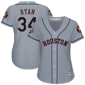 Delightful Astros #34 Nolan Ryan Grey Road 2019 World Series Bound Women's Stitched MLB Jersey Hurry Exclusive offer Place your order immediately for a great jersey