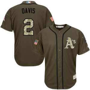 Delightful Athletics #2 Khris Davis Green Salute to Service Stitched Youth MLB Jersey Sports fans this is your chance Order soon to be part of the action
