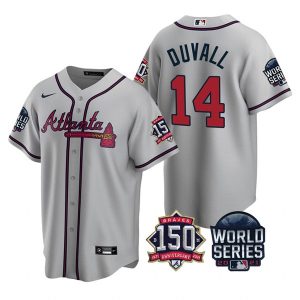 Delightful Atlanta Braves #14 Adam Duvall Nike 150th Anniversary 2021 World Series Youth MLB Jersey   Grey Collectors this is a must have Add it to your collection by ordering