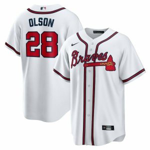 Delightful Atlanta Braves #28 Matt Olson Nike Youth White Home Official MLB Player Jersey Limited stock Order now to show your love for your team