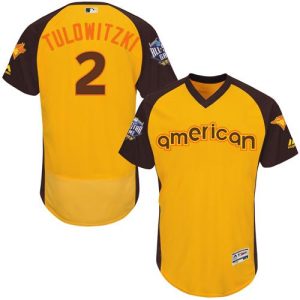 Delightful Blue Jays #2 Troy Tulowitzki Gold Flexbase Authentic Collection 2016 All Star American League Stitched MLB Jersey