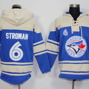 Delightful Blue Jays #6 Marcus Stroman Blue Sawyer Hooded Sweatshirt MLB Hoodie