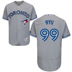 Delightful Blue Jays #99 Hyun Jin Ryu Grey Flexbase Authentic Collection Stitched MLB Jersey