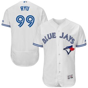 Delightful Blue Jays #99 Hyun Jin Ryu White Flexbase Authentic Collection Stitched MLB Jersey