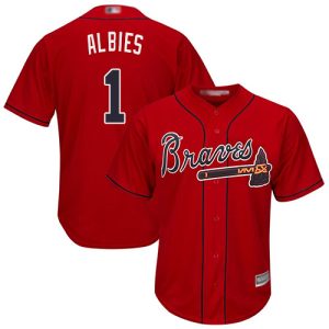 Delightful Braves #1 Ozzie Albies Red Cool Base Stitched Youth MLB Jersey Sports fans this is your chance Order soon to be part of the action