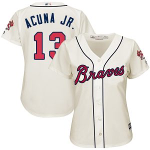 Delightful Braves #13 Ronald Acuna Jr. Cream Alternate Women's Stitched MLB Jersey Hurry Exclusive offer Place your order immediately for a great jersey