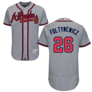 Delightful Braves #26 Mike Foltynewicz Grey Flexbase Authentic Collection Stitched MLB Jersey