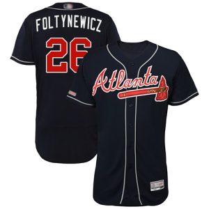 Delightful Braves #26 Mike Foltynewicz Navy Blue Flexbase Authentic Collection Stitched MLB Jersey