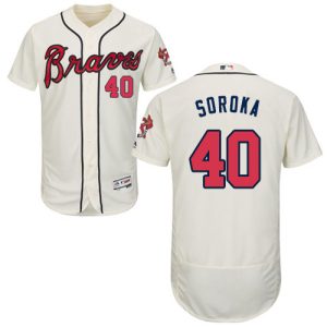Delightful Braves #40 Mike Soroka Cream Flexbase Authentic Collection Stitched MLB Jersey