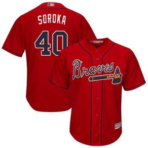 Delightful Braves #40 Mike Soroka Red New Cool Base Stitched MLB Jersey