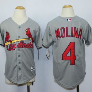 Delightful Cardinals #4 Yadier Molina Grey Cool Base Stitched Youth MLB Jersey For a short time available Grab yours quickly to own a team jersey