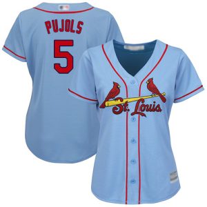 Delightful Cardinals #5 Albert Pujols Light Blue Alternate Women's Stitched MLB Jersey Limited stock Order now to show your love for your team