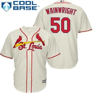 Delightful Cardinals #50 Adam Wainwright Cream Cool Base Stitched Youth MLB Jersey Act fast Only a few left Secure yours today