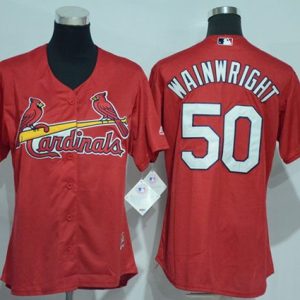 Delightful Cardinals #50 Adam Wainwright Red Women's Alternate Stitched MLB Jersey Retailers boost your inventory Order now to meet customer demand