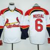 Delightful Cardinals #6 Stan Musial White/Red Long Sleeve Stitched MLB Jersey