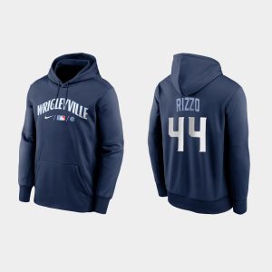 Delightful Chicago Cubs #44 Anthony Rizzo Men's 2021 City Connect Navy Therma Hoodie