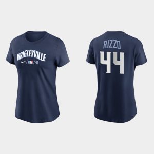 Delightful Chicago Cubs #44 Anthony Rizzo Women's Nike 2021 City Connect Wordmark T Shirt   Navy Be among the first buyers Order now to enjoy top notch quality