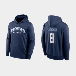 Delightful Chicago Cubs #8 Andre Dawson Men's 2021 City Connect Navy Therma Hoodie