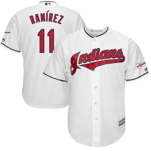 Delightful Cleveland Guardians #11 Jose Ramirez Majestic Home 2019 All Star Game Patch Cool Base Player Jersey White