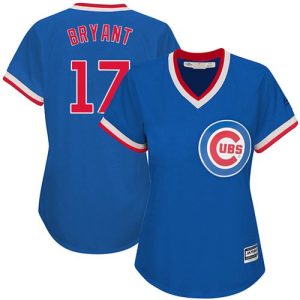Delightful Cubs #17 Kris Bryant Blue Cooperstown Women's Stitched MLB Jersey Sports fans this is your chance Order soon to be part of the action
