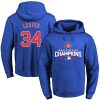 Delightful Cubs #34 Jon Lester Blue 2016 World Series Champions Pullover MLB Hoodie