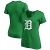 Delightful Detroit Tigers Majestic Women's 2019 St. Patrick's Day White Logo V Neck T Shirt Green