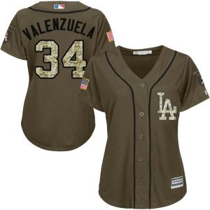 Delightful Dodgers #34 Fernando Valenzuela Green Salute to Service Women's Stitched MLB Jersey Hurry Exclusive offer Place your order immediately for a great jersey