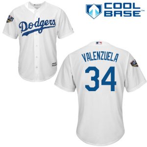Delightful Dodgers #34 Fernando Valenzuela White Cool Base 2018 World Series Stitched Youth MLB Jersey Sports fans this is your chance Order soon to be part of the action