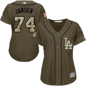Delightful Dodgers #74 Kenley Jansen Green Salute to Service Women's Stitched MLB Jersey Collectors this is a must have Add it to your collection by ordering