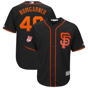 Delightful Giants #40 Madison Bumgarner Black 2019 Spring Training Cool Base Stitched MLB Jersey