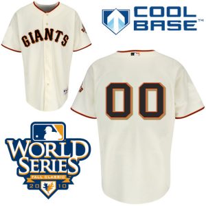 Delightful Giants Customized Authentic Cream Cool Base MLB Jersey w/2010 World Series Patch (S 3XL)