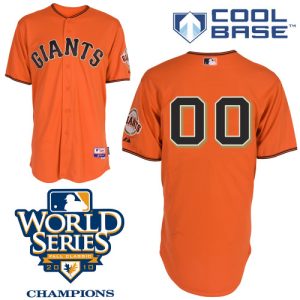 Delightful Giants Customized Authentic Orange Cool Base MLB Jersey w/2010 World Series Patch (S 3XL)