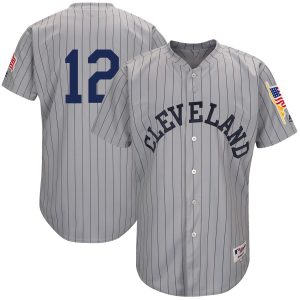 Delightful Guardians #12 Francisco Lindor Gray 1917 Turn Back the Clock Authentic Stitched MLB Jersey