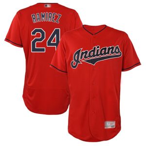 Delightful Guardians #24 Manny Ramirez Red Flexbase Authentic Collection Stitched MLB Jersey