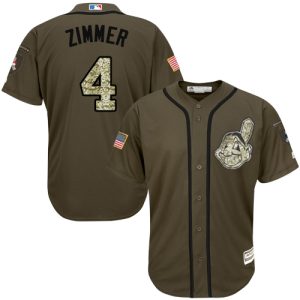 Delightful Guardians #4 Bradley Zimmer Green Salute to Service Stitched MLB Jersey
