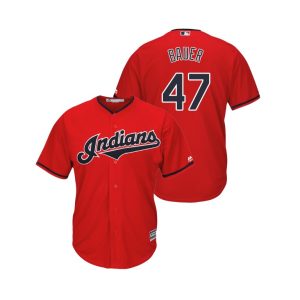 Delightful Guardians #47 Trevor Bauer Scarlet Alternate 2019 Cool Base Stitched MLB Jersey