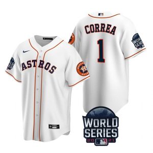 Delightful Houston Astros #1 Carlos Correa Youth Nike 150th Anniversary 2021 World Series Authentic MLB Jersey   White For a short time available Grab yours quickly to own a team jersey